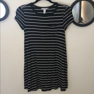 Black and White Stripped T-Shirt Dress